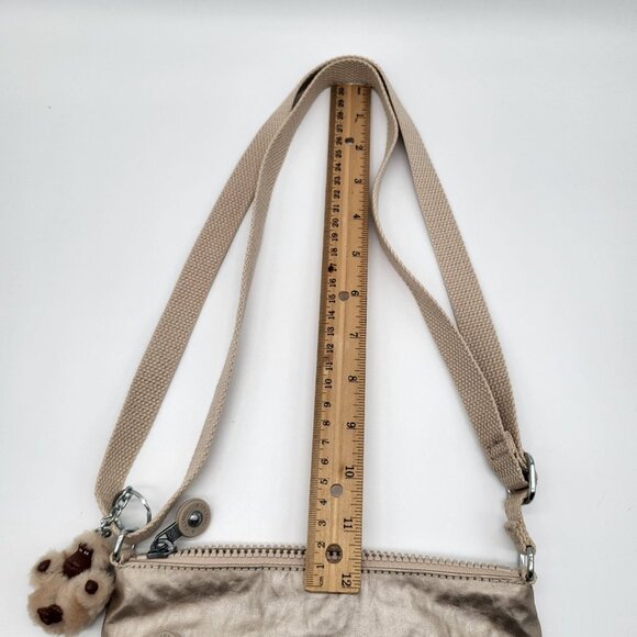Kipling Keiko Crossbody Gold Metallic Crossbody Monkey Keychain Purse - Picture 4 of 7